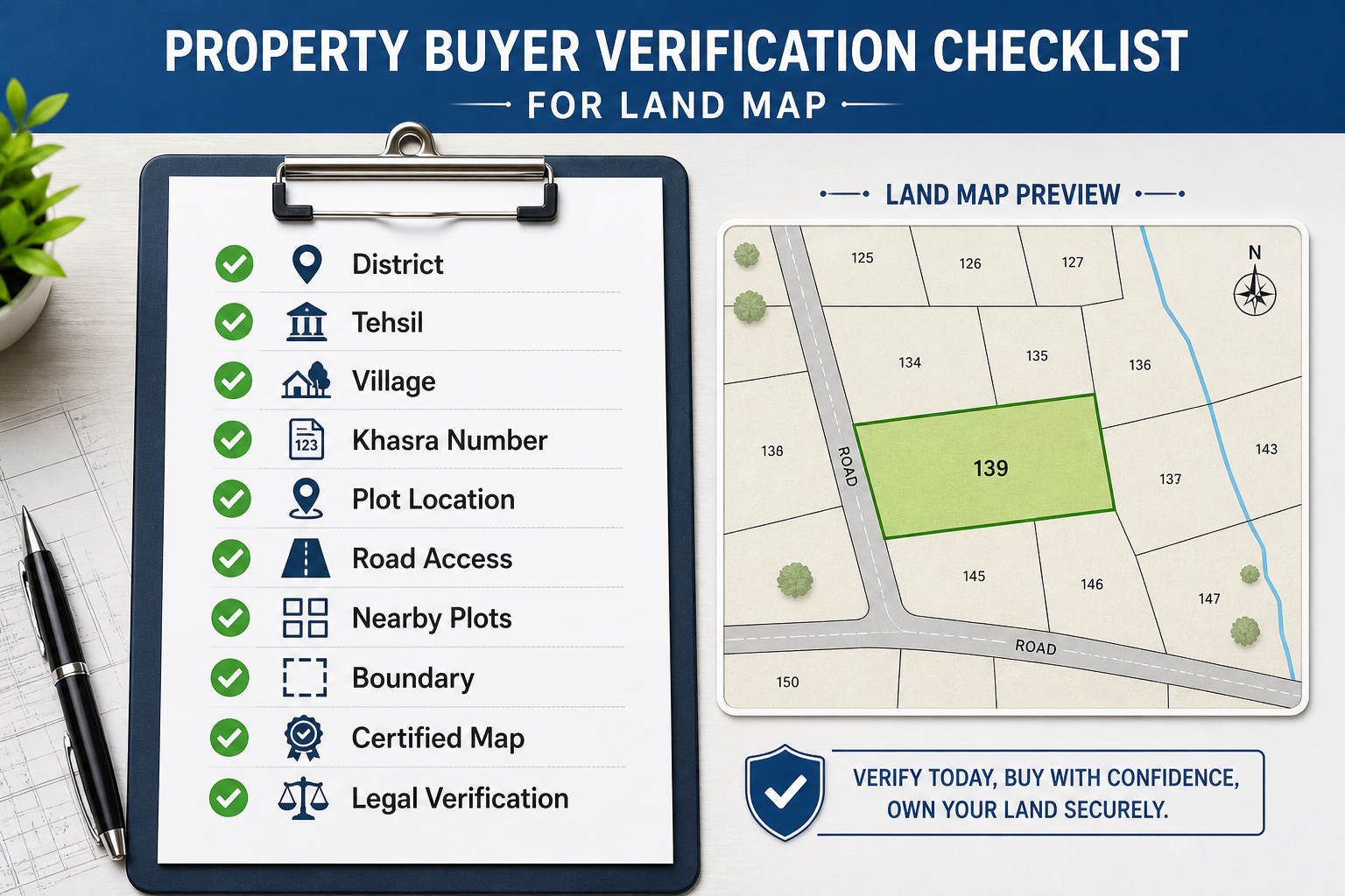 Property buyer verification checklist for land map