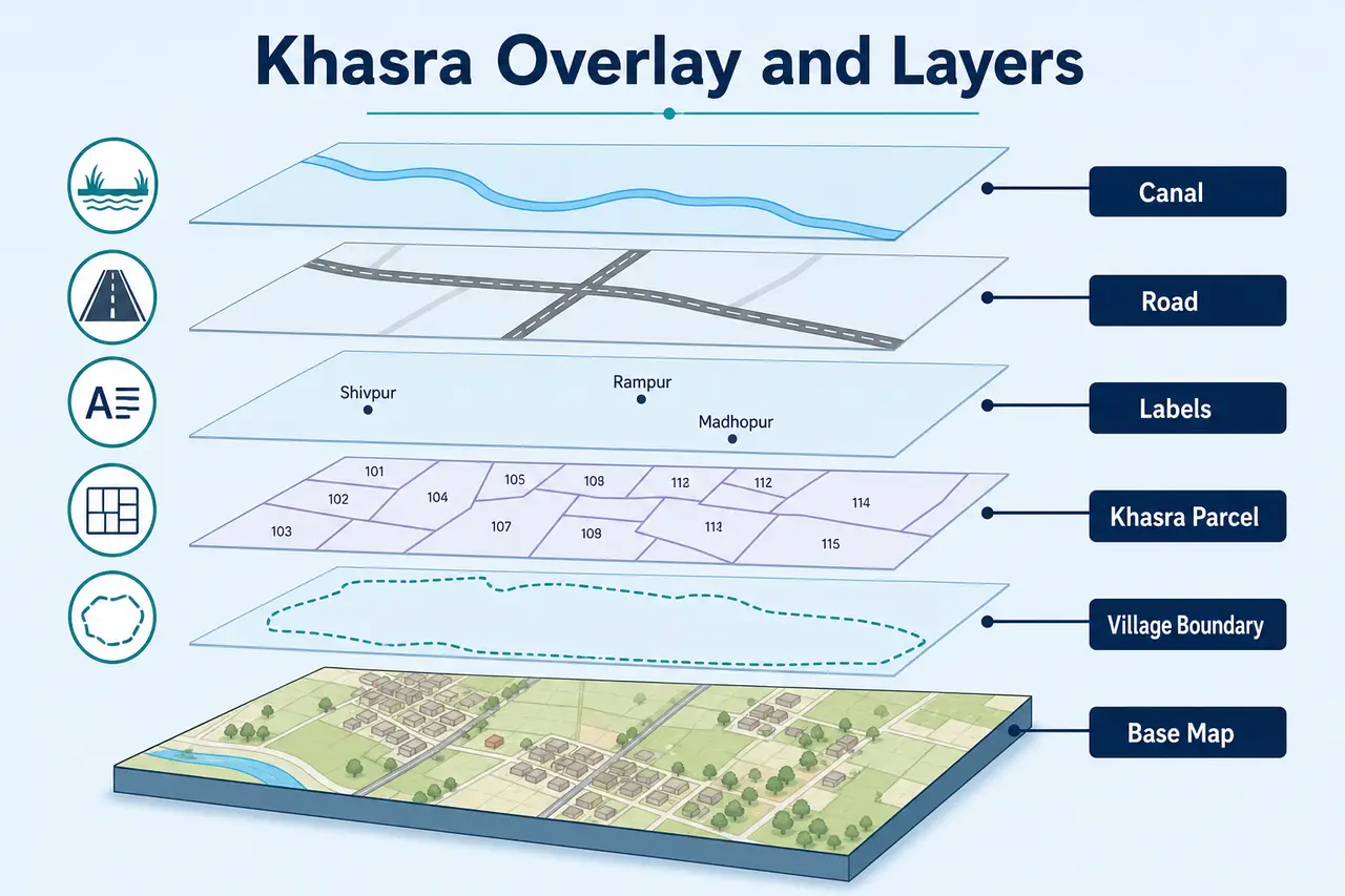 Khasra Overlay और Layers