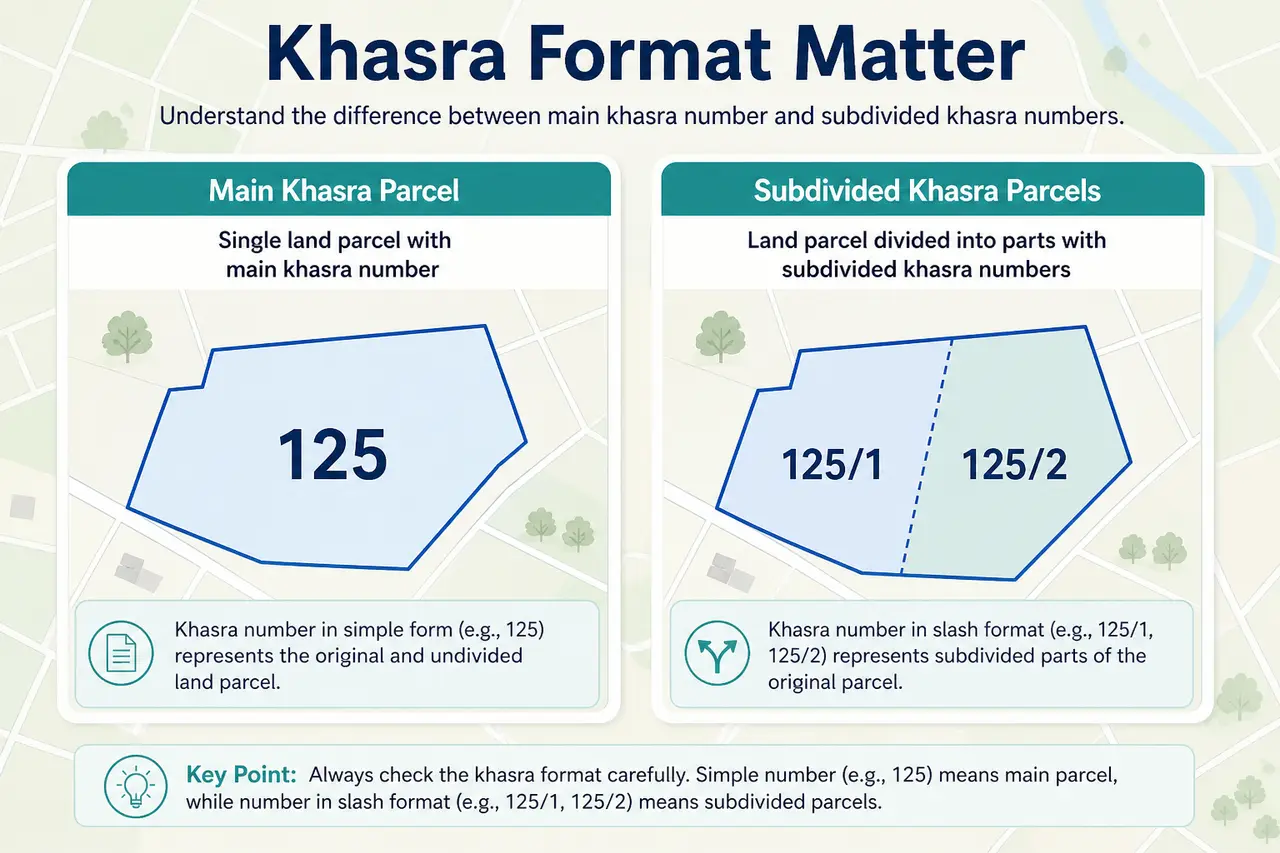 Khasra 125 vs 125/2 format comparison