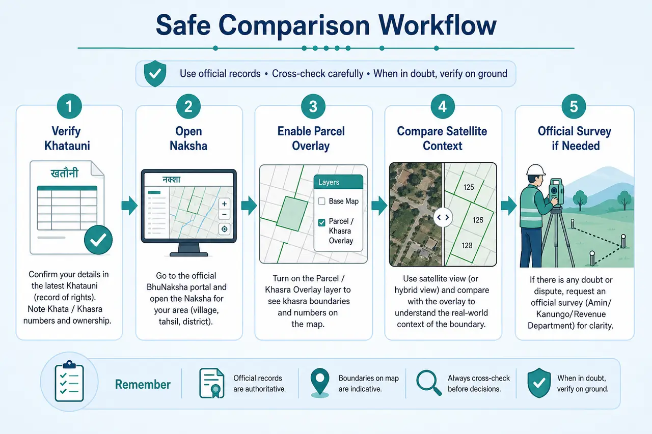 Safe satellite and Khasra boundary comparison workflow